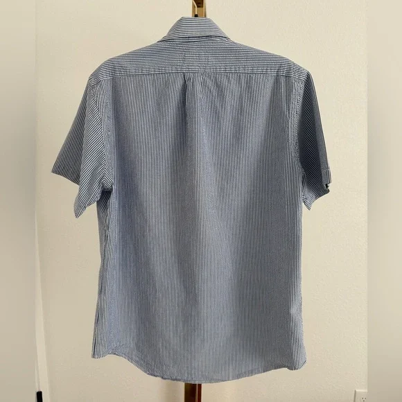 Ralph Lauren Navy and White Striped Button Down Shirt - Picture 3 of 3